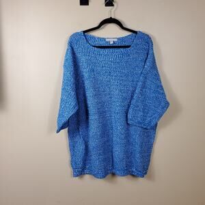 Woman Within Blue Marled 3/4 Sleeve Sweater Size 18/20